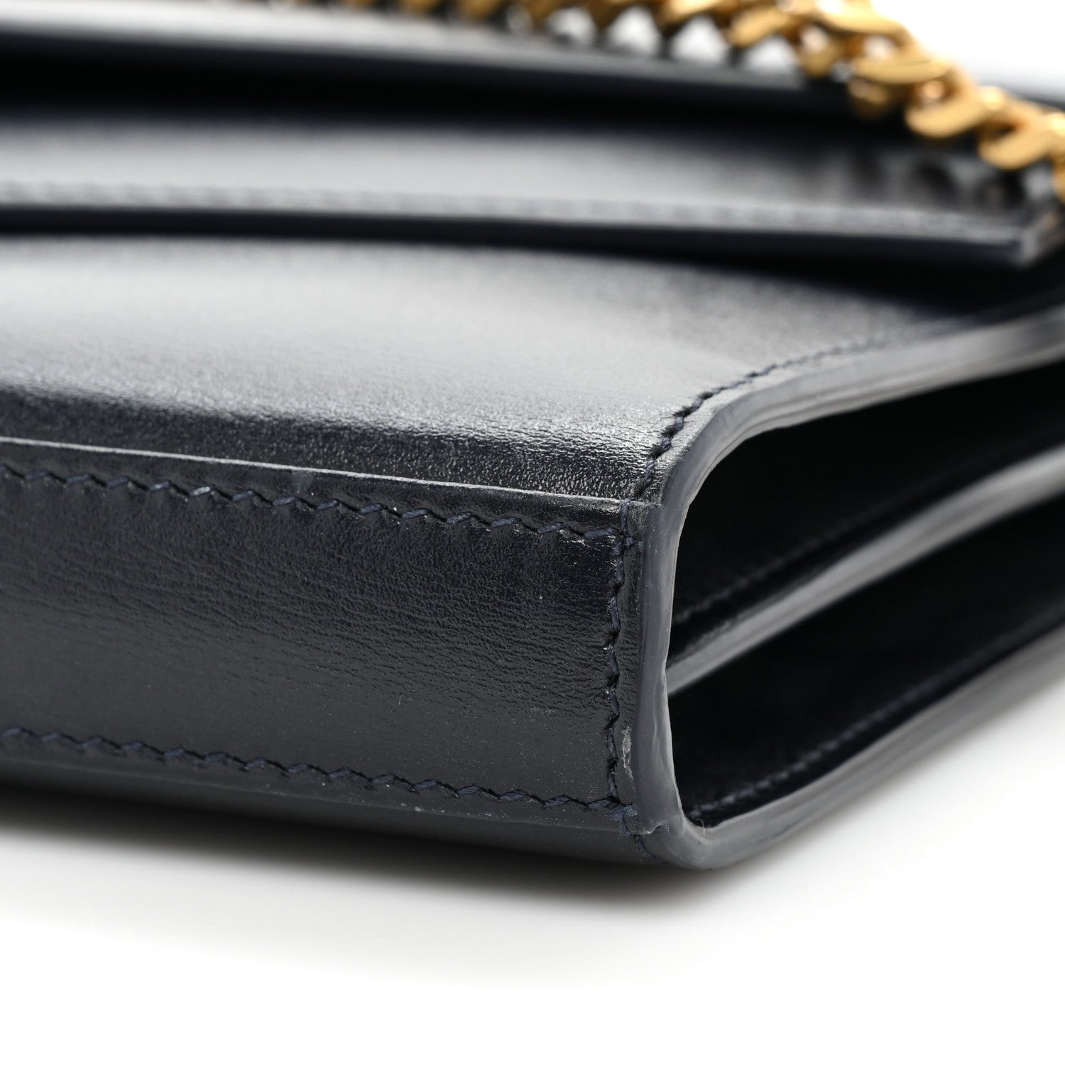 Saint Laurent Smooth Calfskin Monogram Sulpice Chain Wallet Navy 17 of 17