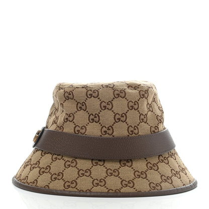 Gucci Monogram Textured Dollar Calfskin GG Jago Bucket Hat M Cacao Beige 3 of 6