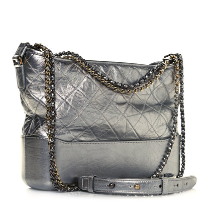 Chanel Metallic Lambskin Calfskin Quilted Medium Gabrielle Hobo Silver 3 of 12
