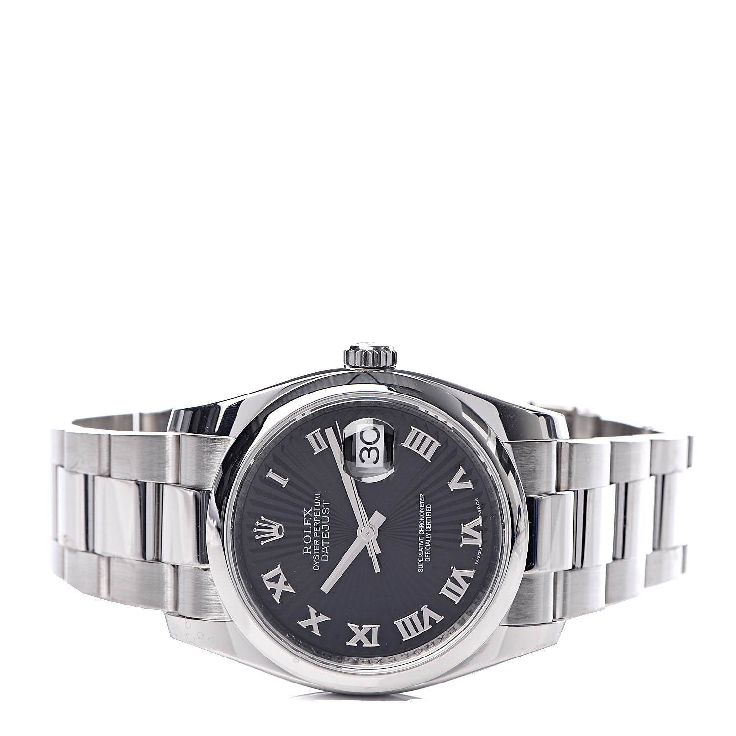 Rolex Stainless Steel 36mm Oyster Perpetual Datejust Watch Black Roman 116200 3 of 6