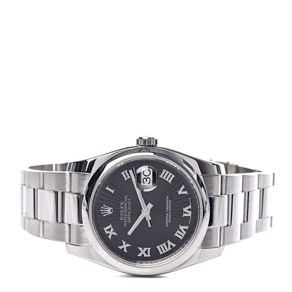 Rolex Stainless Steel 36mm Oyster Perpetual Datejust Watch Black Roman 116200 3 of 6