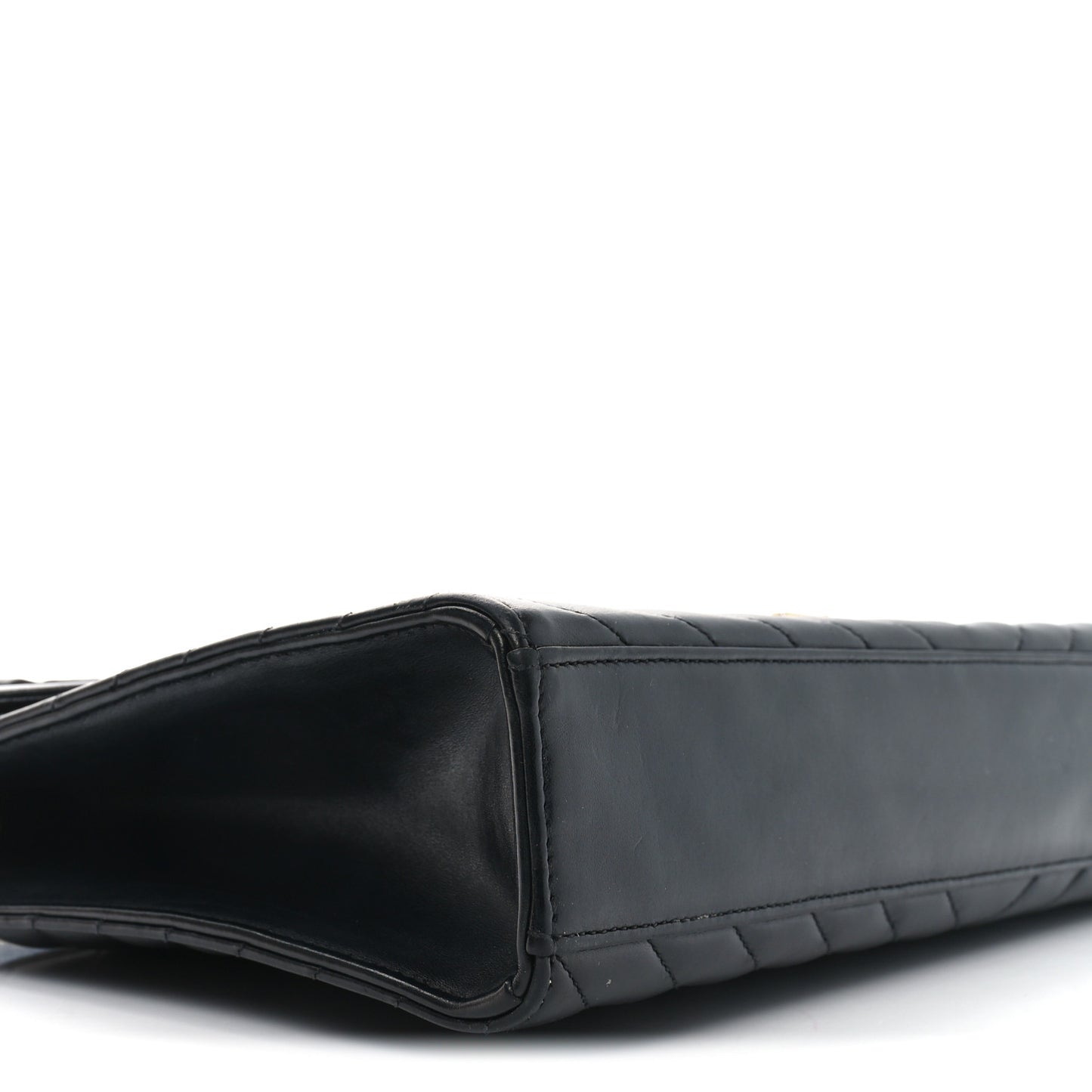 Smooth Calfskin Matelasse Chevron Large Monogram Satchel Black
