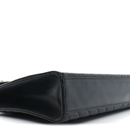 Saint Laurent Smooth Calfskin Matelasse Chevron Large Monogram Satchel Black 9 of 10
