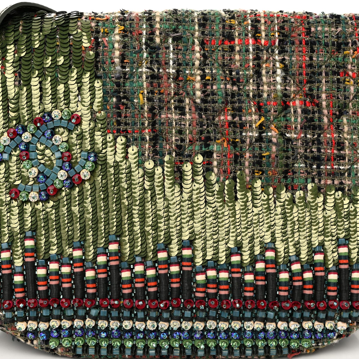 Tweed Sequins Havana Stroll Messenger Khaki