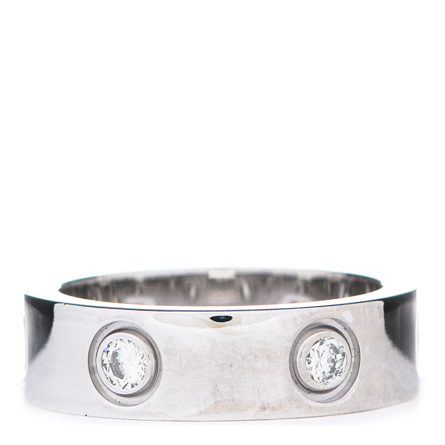 18K White Gold 6 Diamond 5.5mm LOVE Ring 50 5.25