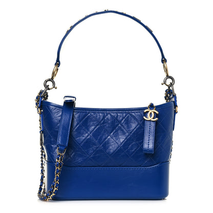 Chanel Aged Smooth Calfskin Quilted Medium Gabrielle Logo Hobo Blue 1 of 13