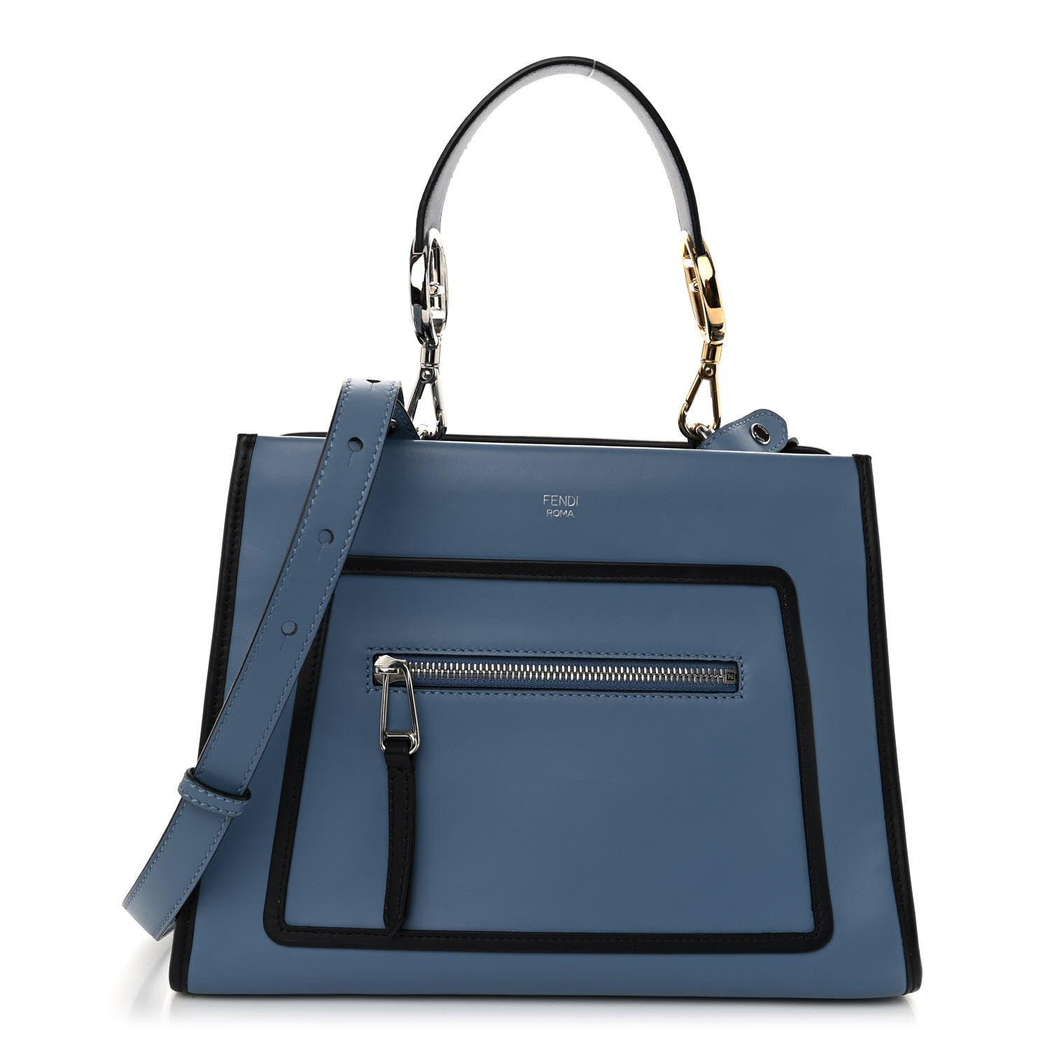 Fendi Vitello Century Opaco F is Fendi Bi-Color Small Runaway Satchel Ceruelo Black 1 of 10