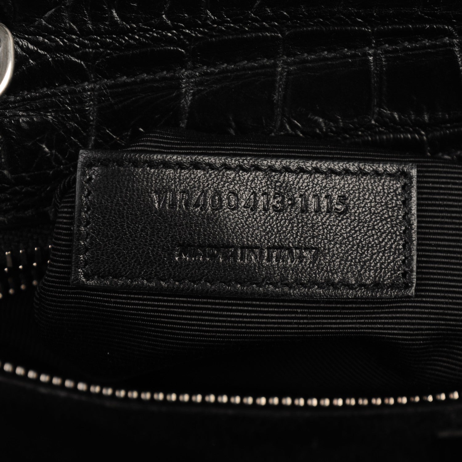 Saint Laurent Calfskin Crocodile Embossed Small Cabas Rive Gauche Black 8 of 8