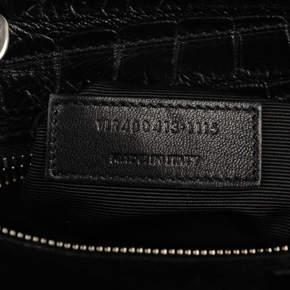Saint Laurent Calfskin Crocodile Embossed Small Cabas Rive Gauche Black 8 of 8