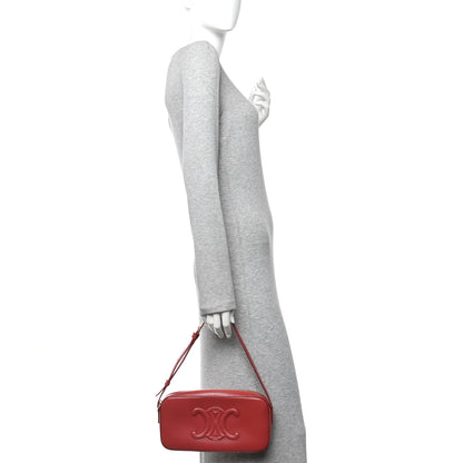 Celine Smooth Calfskin Cuir Triomphe Camera Shoulder Bag Lipstick 2 of 12