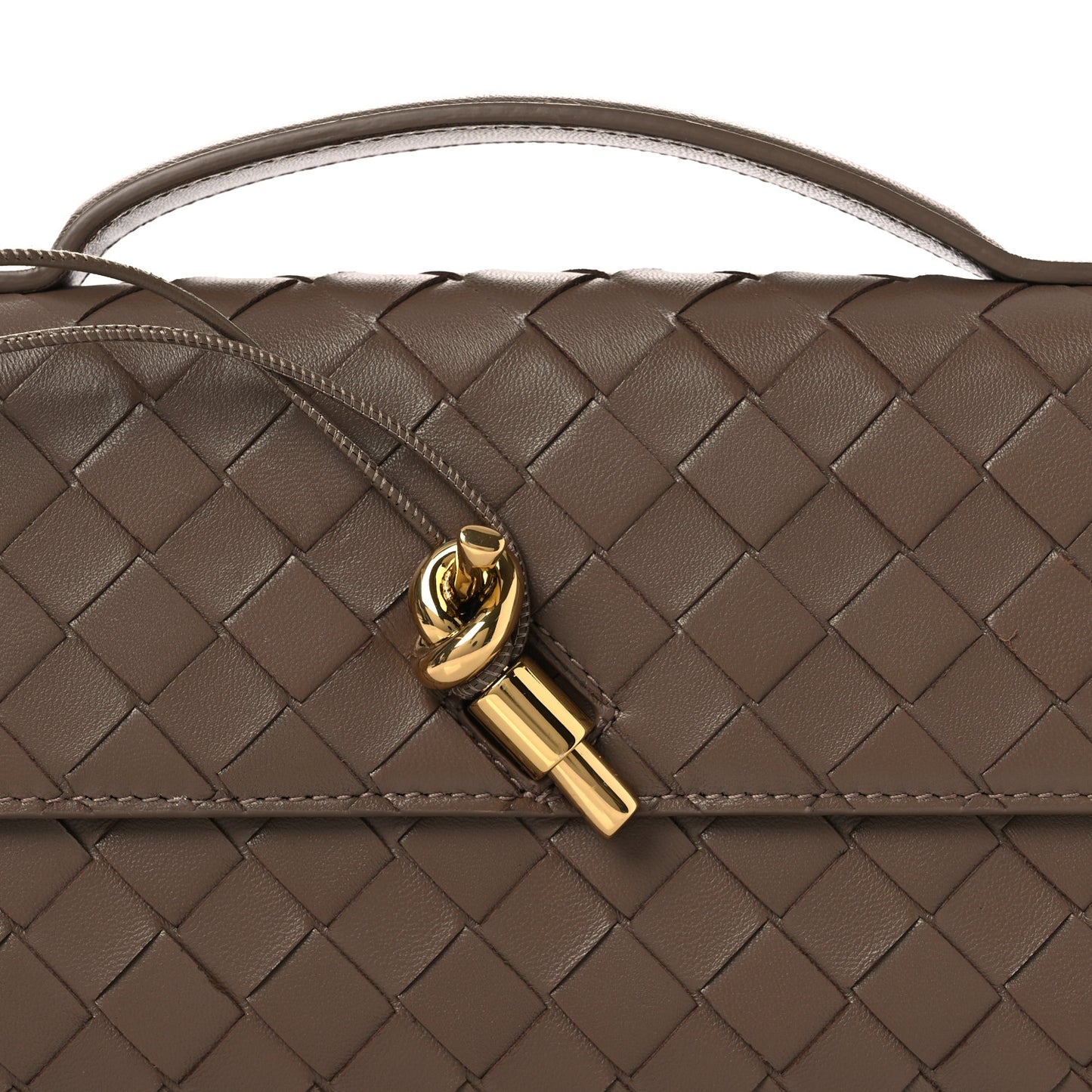 Nappa Intrecciato Long Andiamo Top Handle Clutch Pinecone
