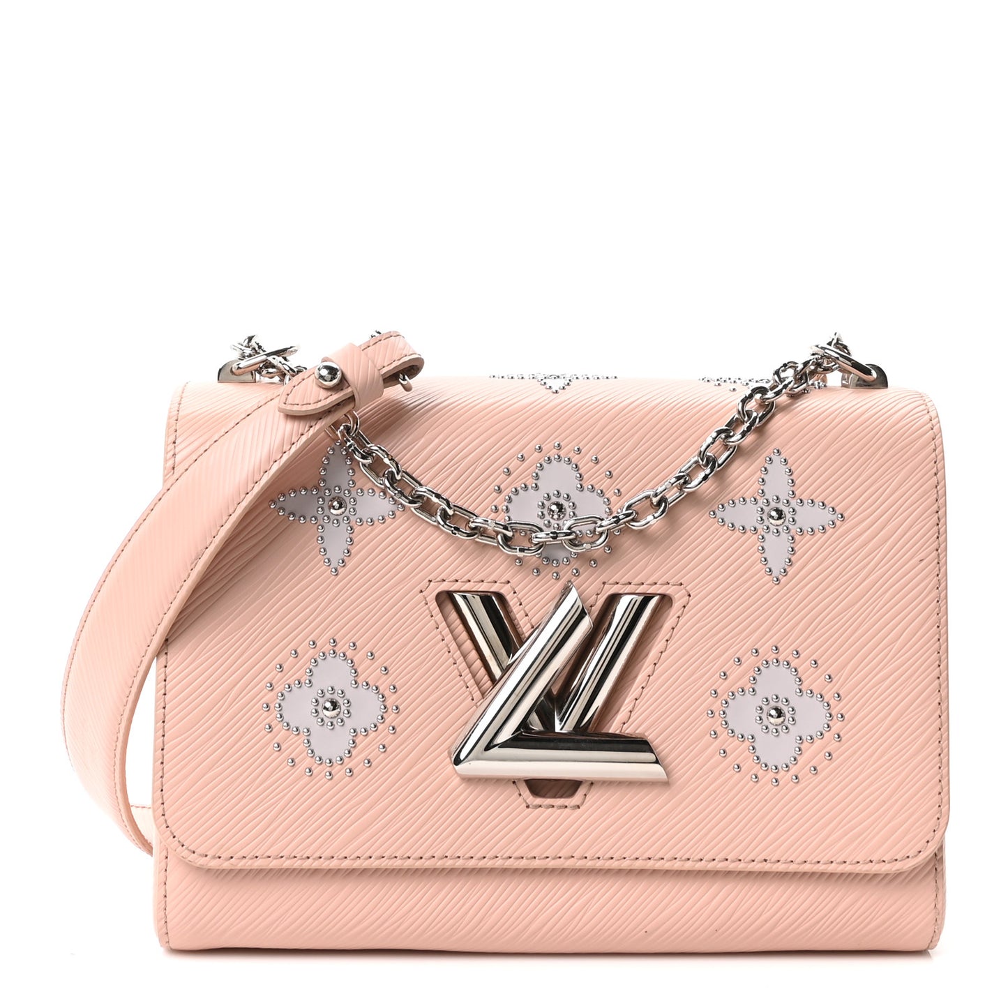 Epi Mechanical Flowers Twist Shoulder Bag MM Rose Ballerine