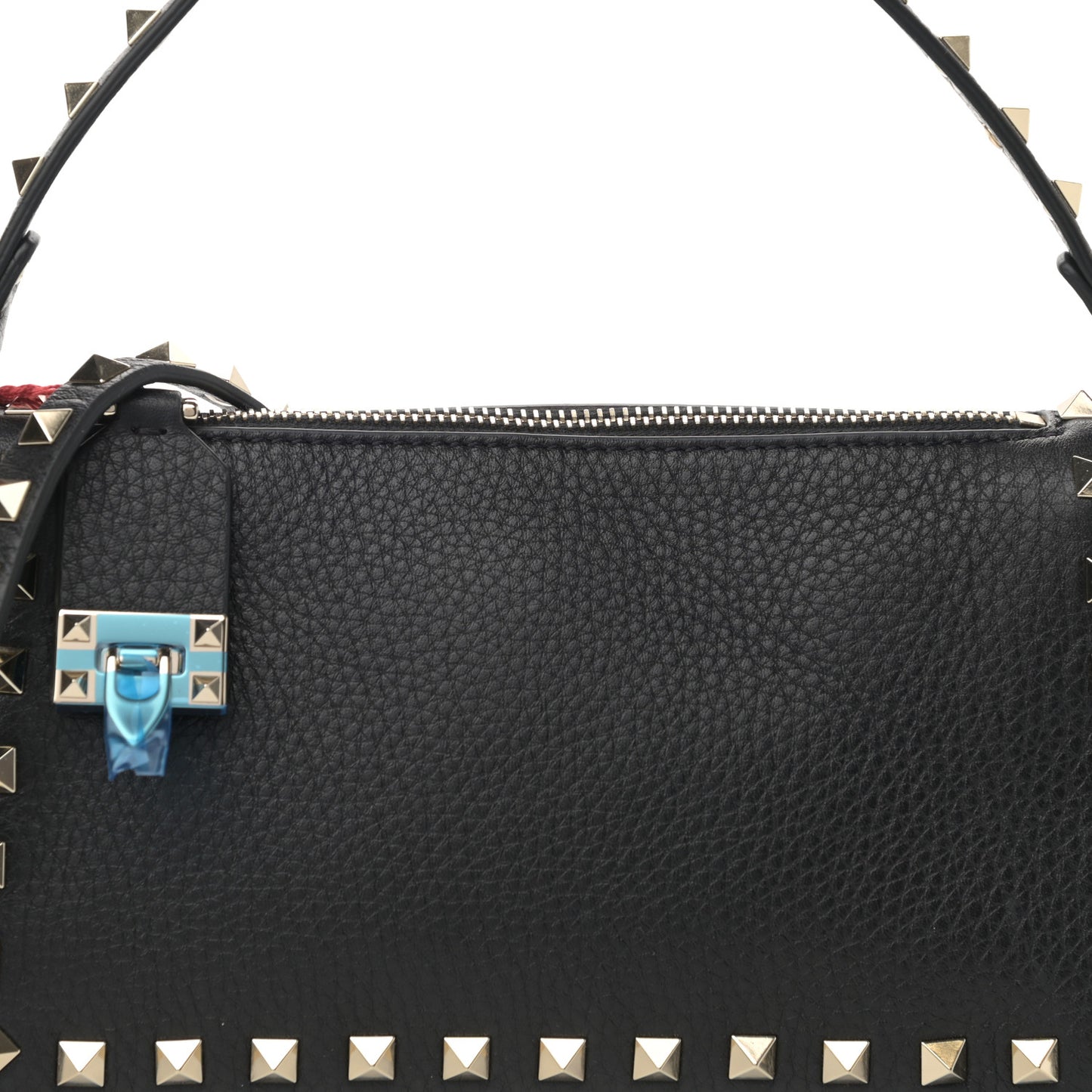 Pebbled Calfskin Small Rockstud Flip Lock Shoulder Bag Black
