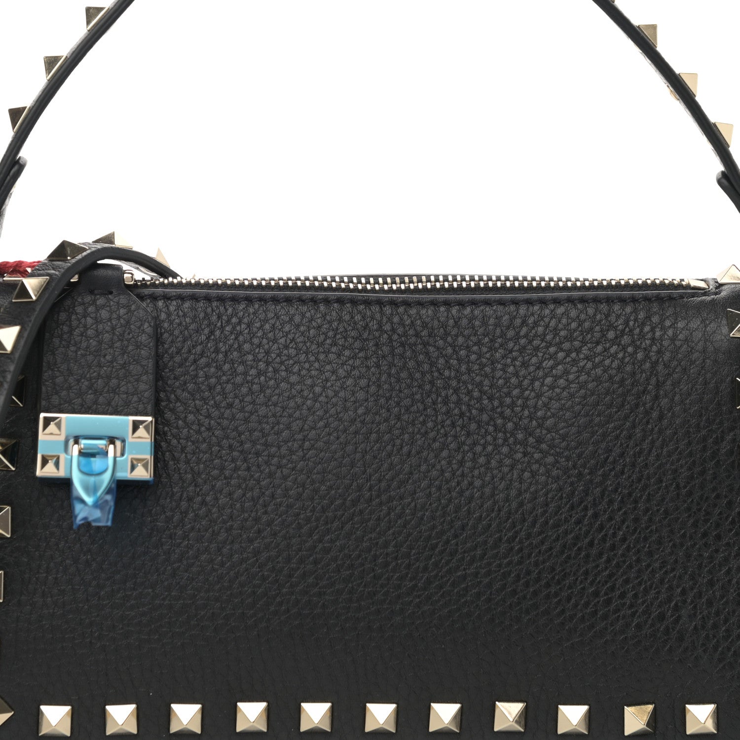 Valentino Garavani Pebbled Calfskin Small Rockstud Flip Lock Shoulder Bag Black 7 of 7