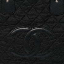 Chanel Nylon Calfskin Quilted CC Paris New York Tote Bag Black 8 of 12