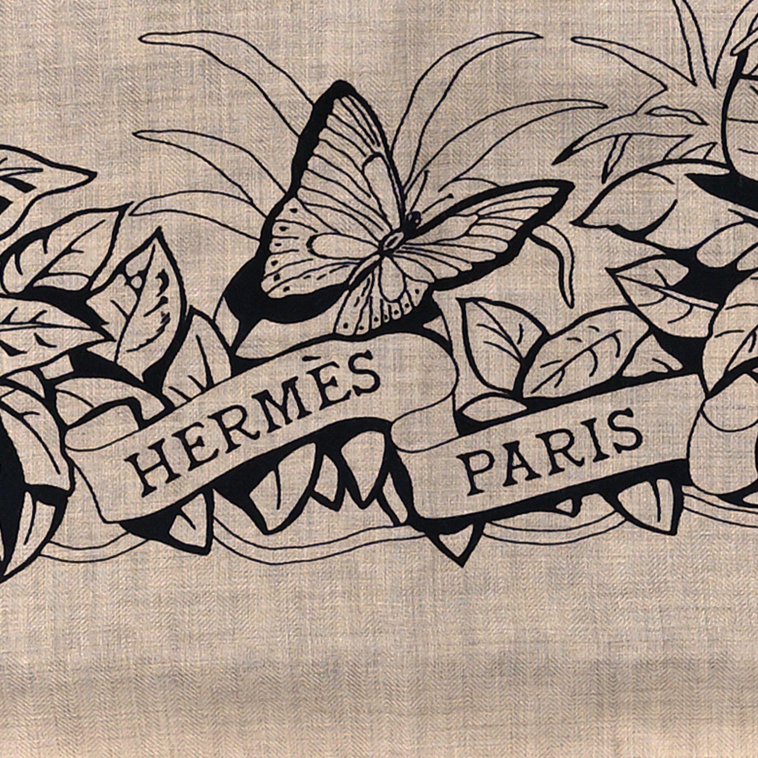 Hermes Cashmere Silk Jungle Love Tattoo Shawl 140 Natural Bleu Black 3 of 4