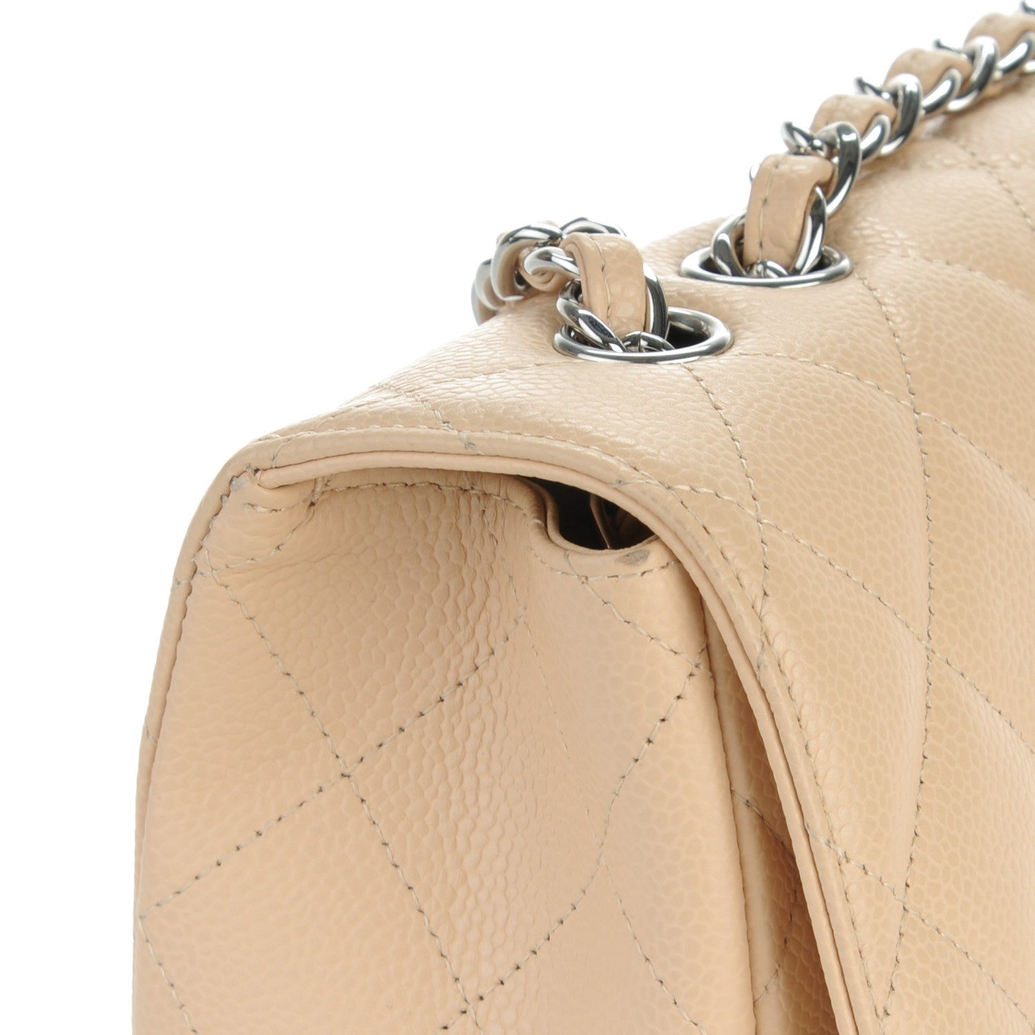Chanel Caviar Quilted Jumbo Single Flap Beige Clair 8 of 8