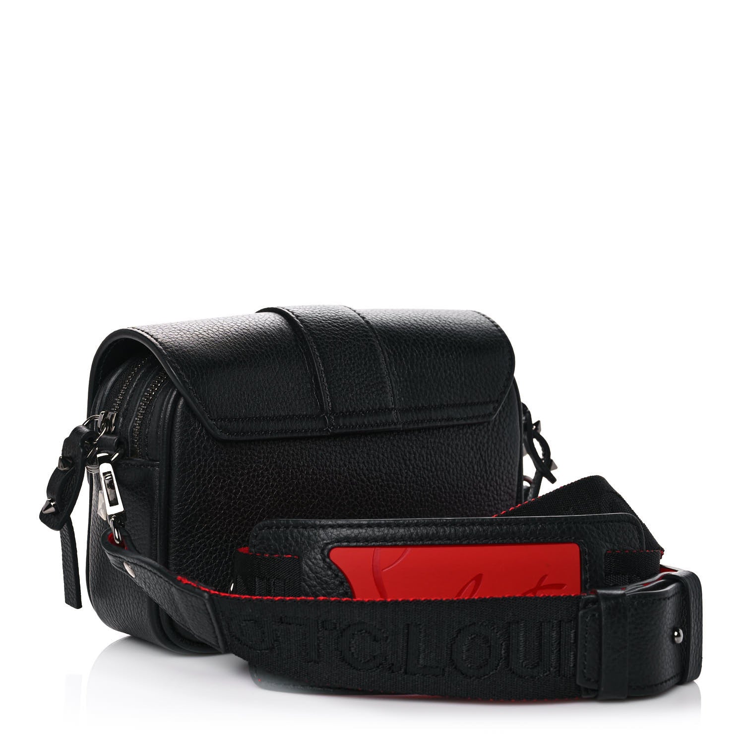 Christian Louboutin Calfskin Santiago Shoulder Bag Black 2 of 8