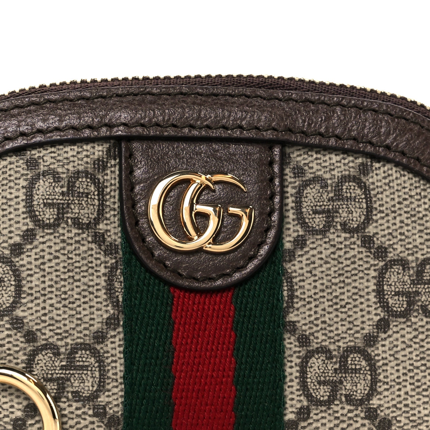 Gucci GG Supreme Monogram Web Ophidia Dome Key Pouch Beige New
