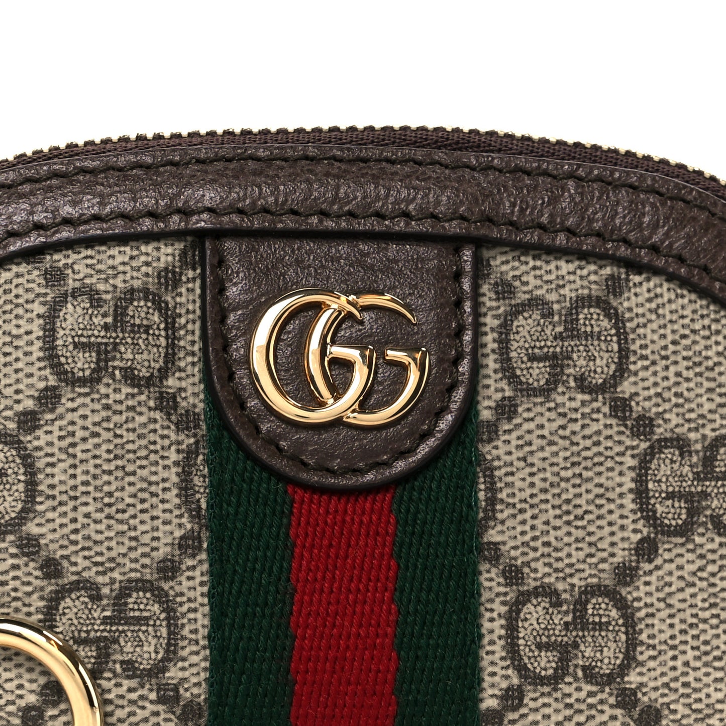 GG Supreme Monogram Web Ophidia Dome Key Pouch Beige New Acero