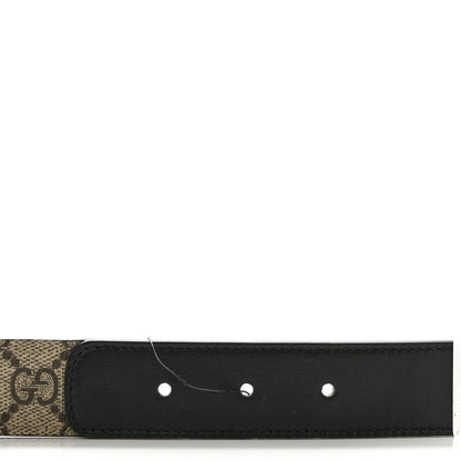 Gucci GG Supreme Monogram Matte Plutone Calfskin Double G 30mm Belt 70 28 Beige Ebony Black 3 of 7