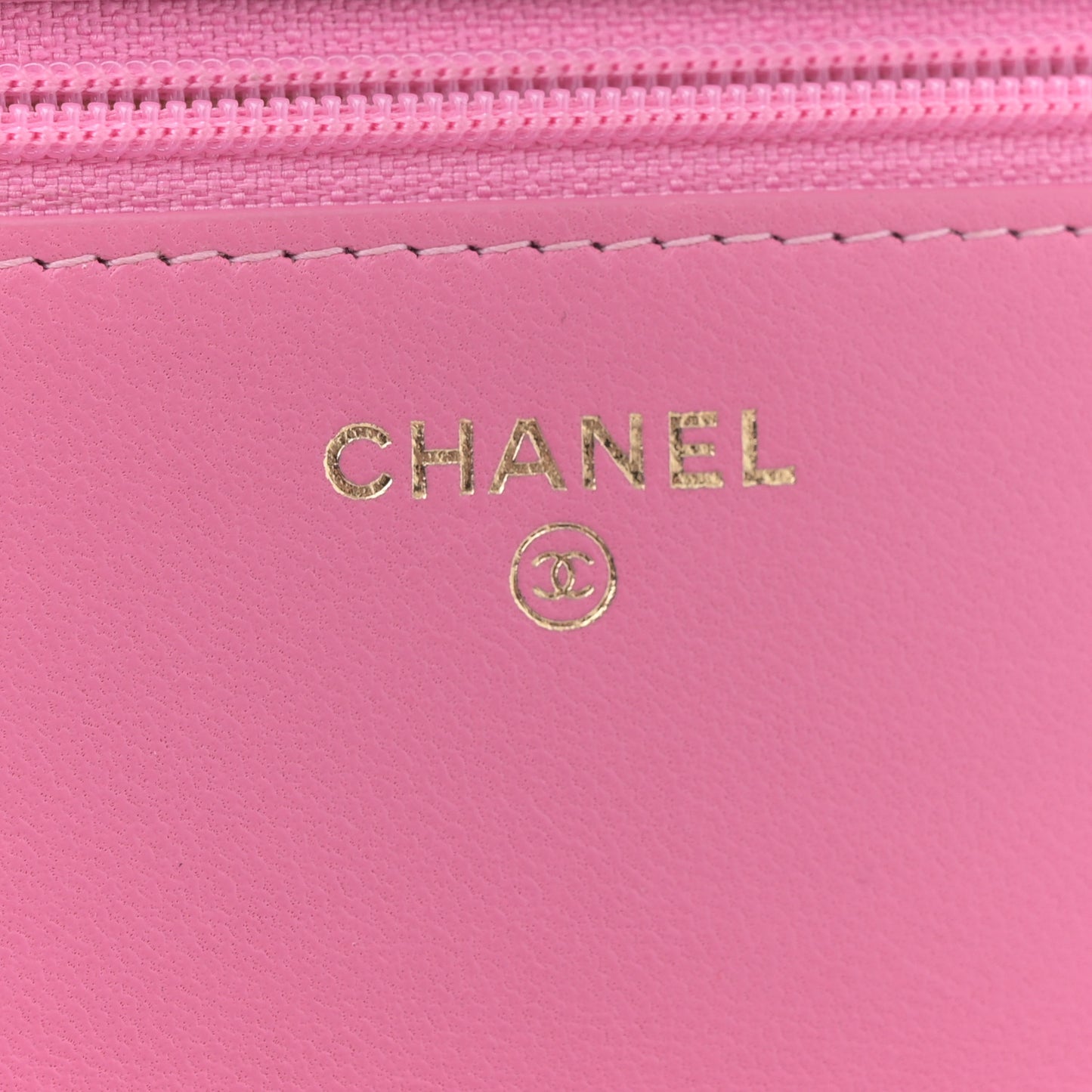 Lambskin Quilted CC Pearl Crush Wallet on Chain WOC Pink