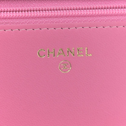 Chanel Lambskin Quilted CC Pearl Crush Wallet on Chain WOC Pink 5 of 12