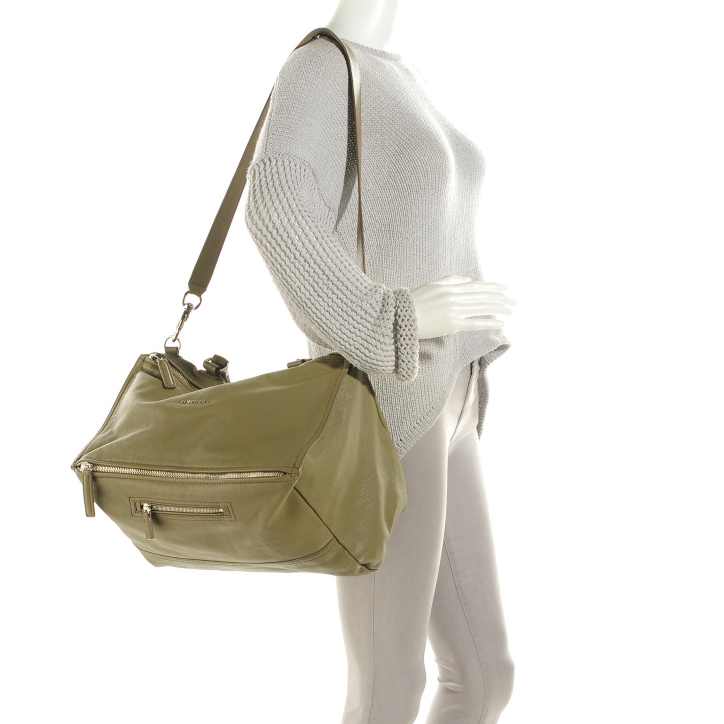 Sugar Goatskin Large Pandora Olive