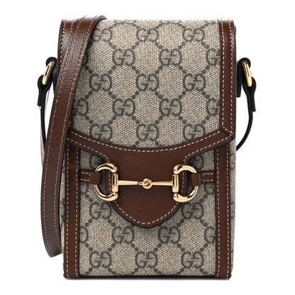 Gucci GG Supreme Monogram Mini Horsebit 1955 Crossbody Bag Beige Brown Sugar 1 of 11
