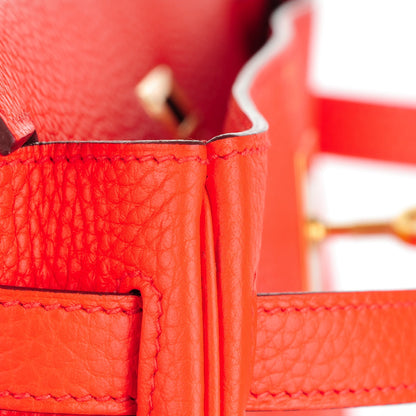 Hermes Taurillon Clemence Kelly Retourne 32 Orange Poppy 27 of 28