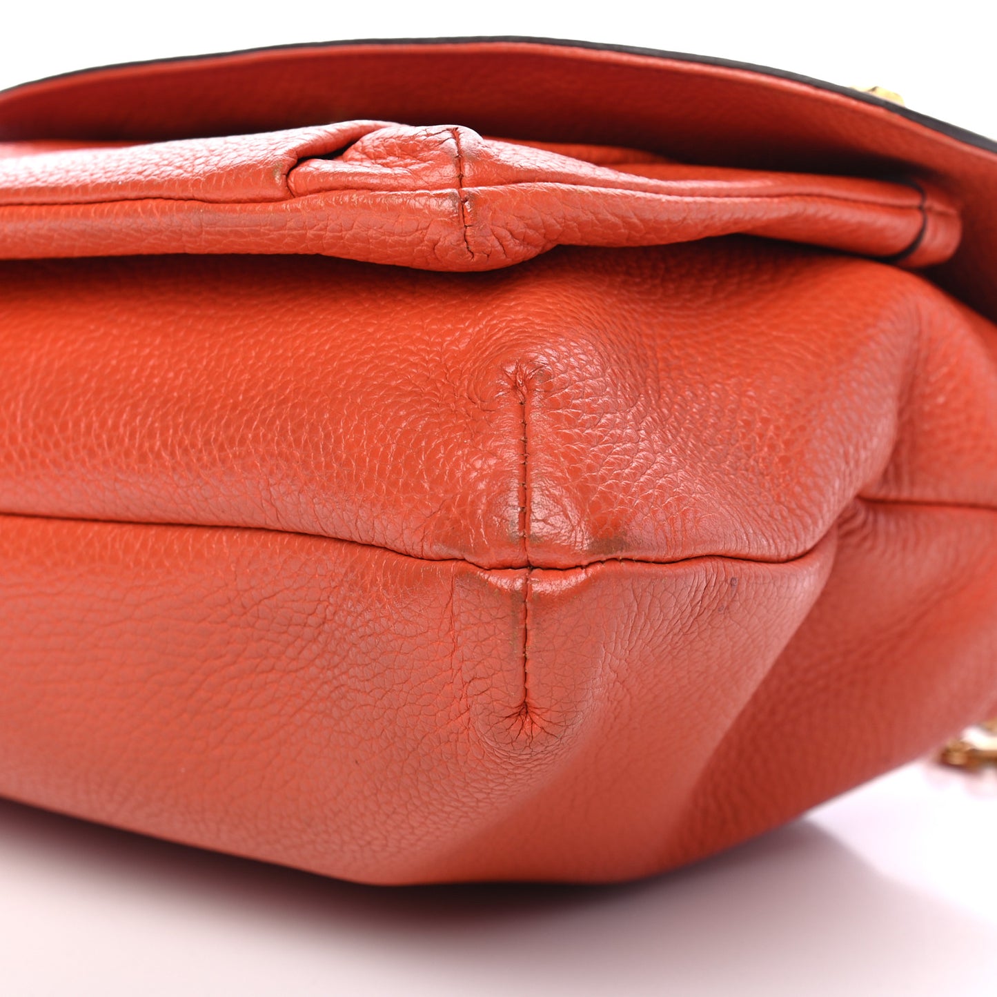 Grained Calfskin Studded Shoulder Bag Orange