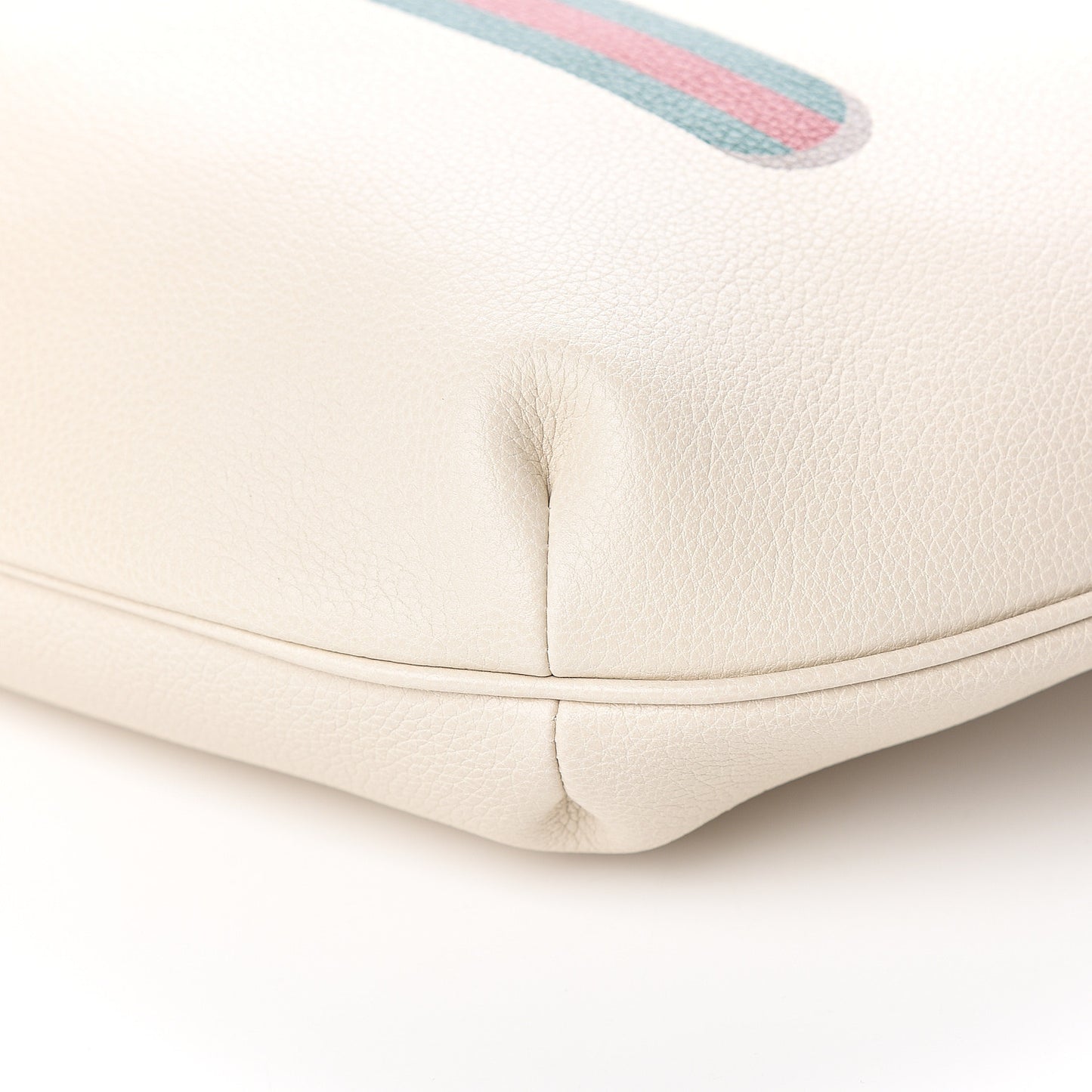Grained Calfskin Logo Half Moon Hobo White