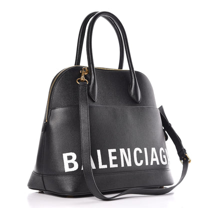 Balenciaga Signature Grained Calfskin Logo M Ville Top Handle Bag Black 4 of 12