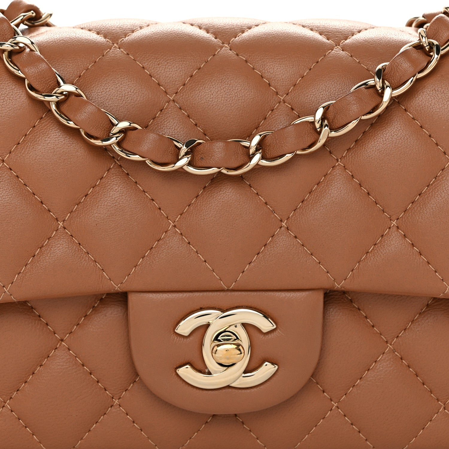 Chanel Lambskin Quilted Mini Rectangular Flap Brown 8 of 10