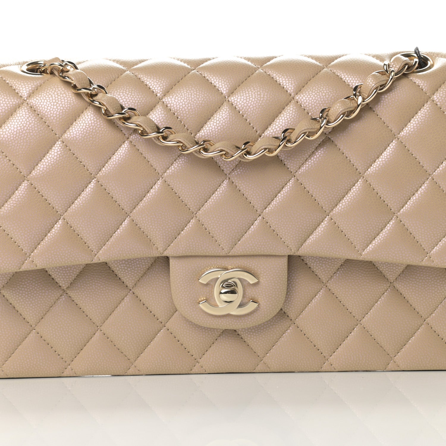 Chanel Iridescent Caviar Quilted Medium Double Flap Dark Beige 8 of 11