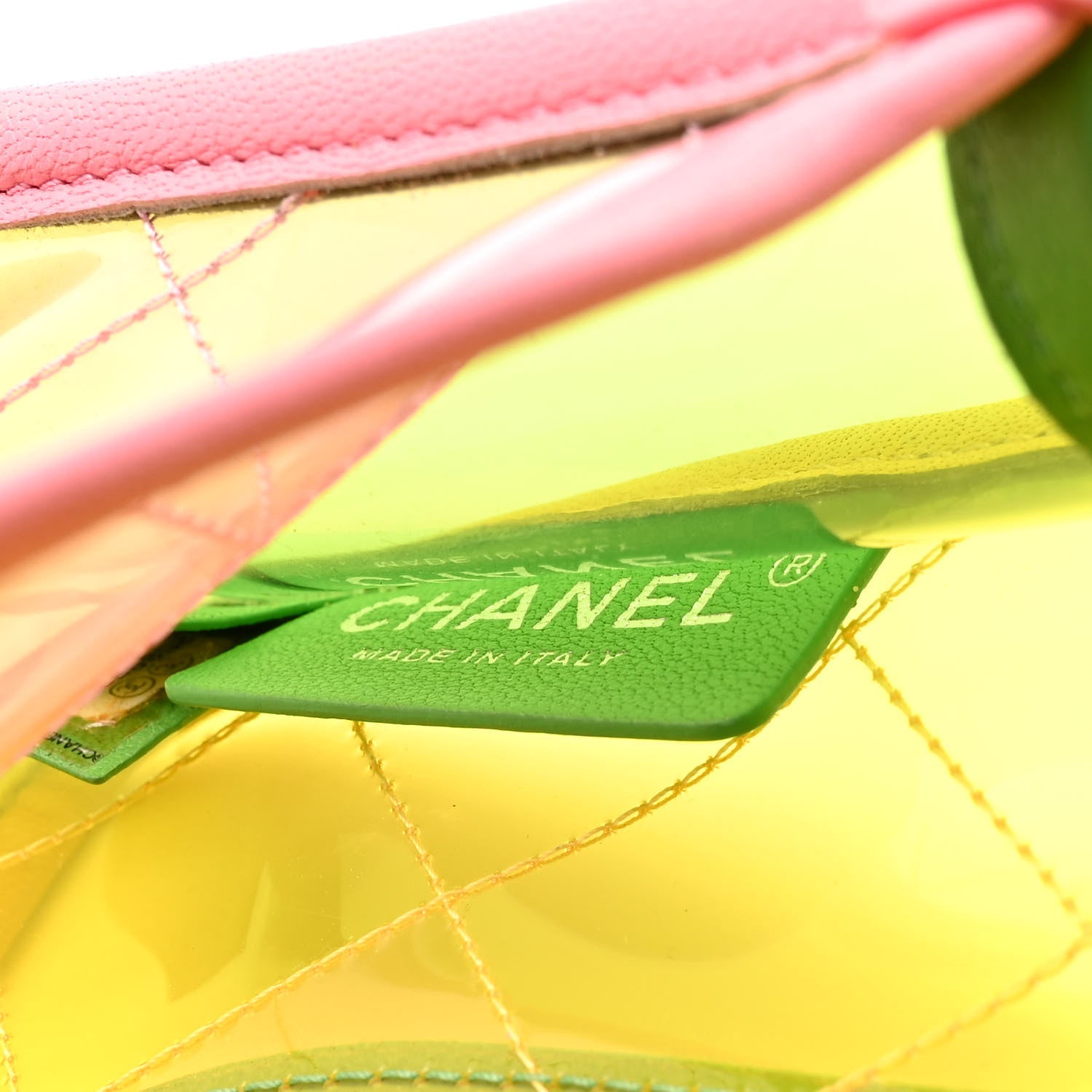 Chanel PVC Lambskin Stitched Medium Coco Splash Flap Yellow Green Pink 6 of 10