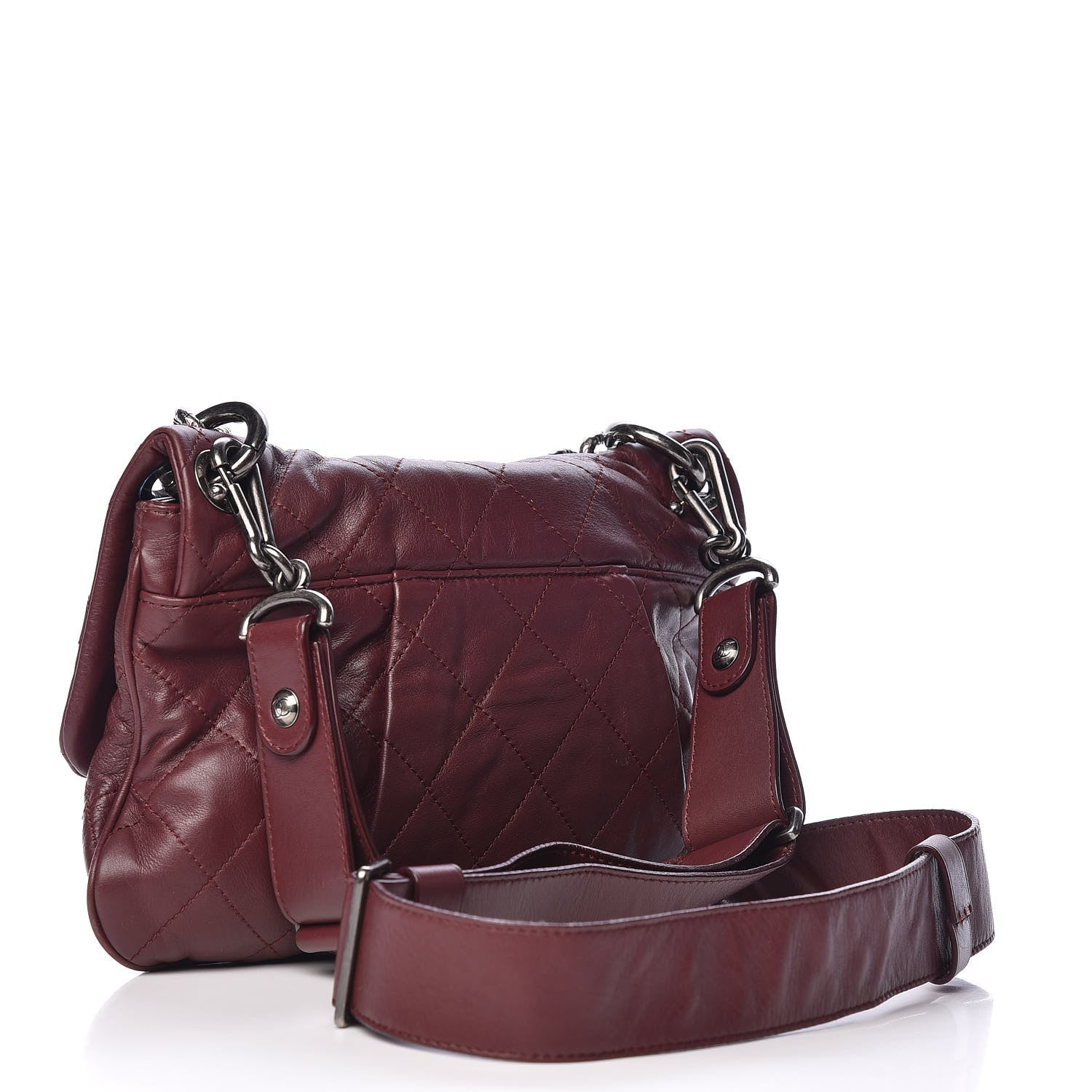 Chanel Calfskin Coco Pleats Large Messenger Flap Burgundy 3 of 11