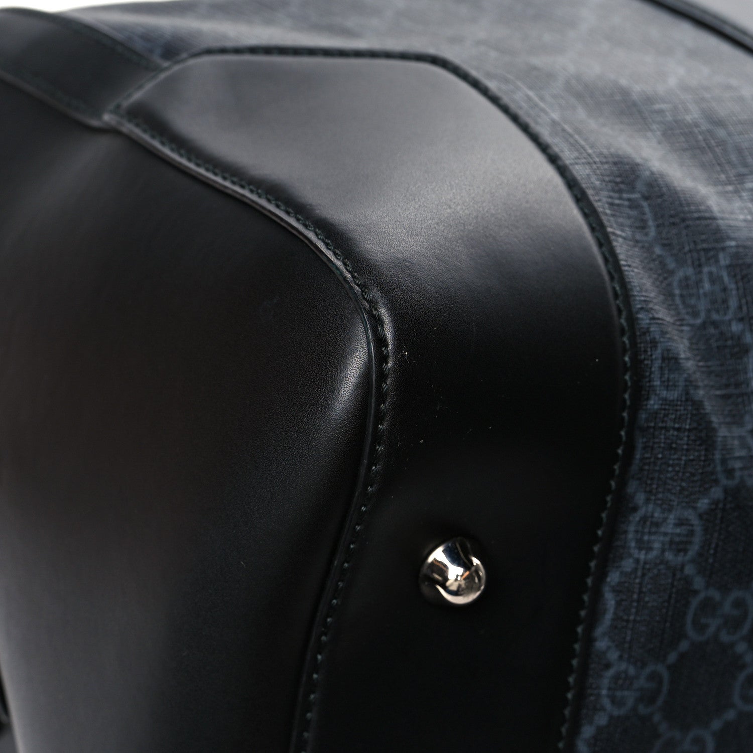 Gucci Soft GG Supreme Monogram Appia Calfskin Web Medium Carry On Duffle Bag Black Grey 11 of 12