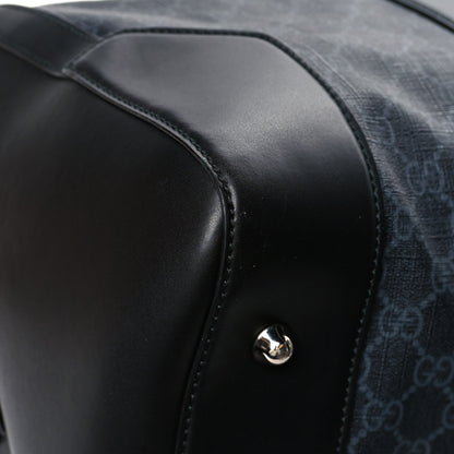 Gucci Soft GG Supreme Monogram Appia Calfskin Web Medium Carry On Duffle Bag Black Grey 11 of 12