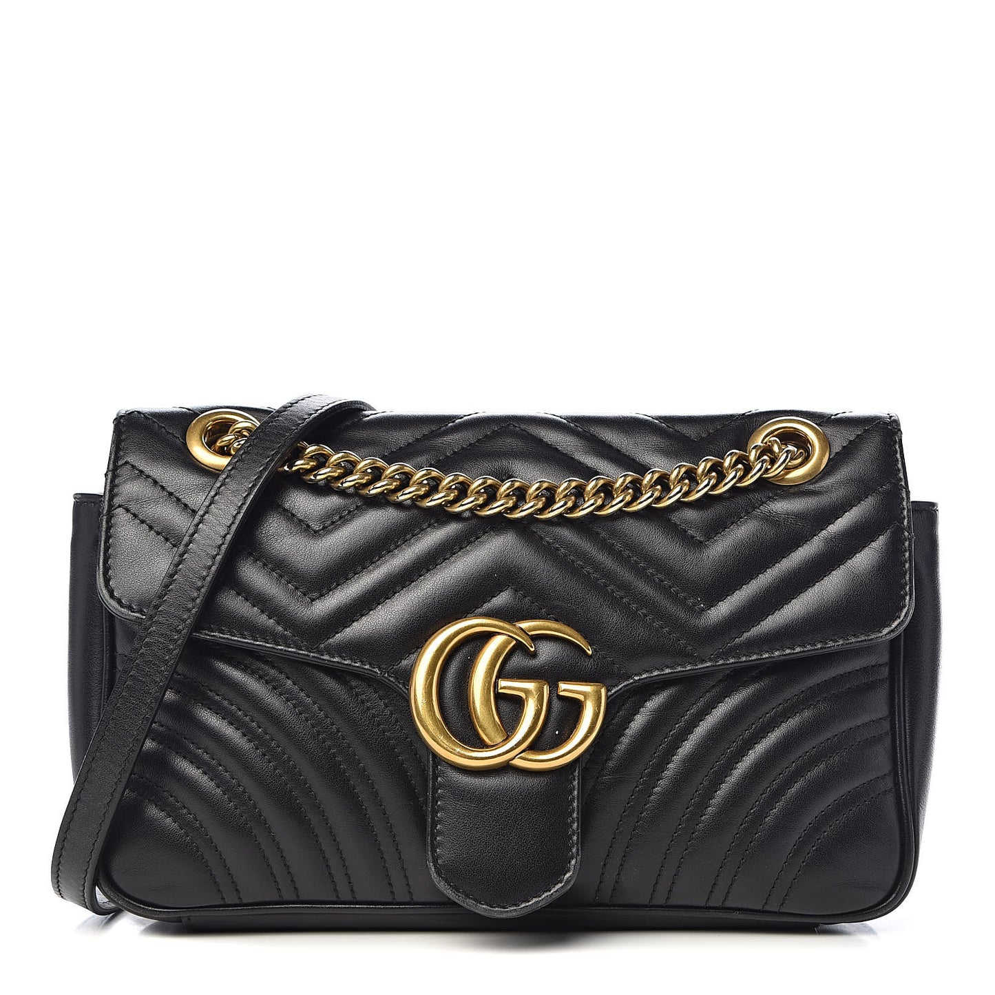 Calfskin Matelasse Small GG Marmont Shoulder Bag Black