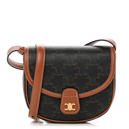 Celine Canvas Calfskin Triomphe Mini Besace Tan 1 of 10