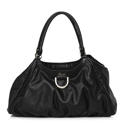 Gucci Calfskin Large D Gold Ring Shoulder Bag Black 1 of 16