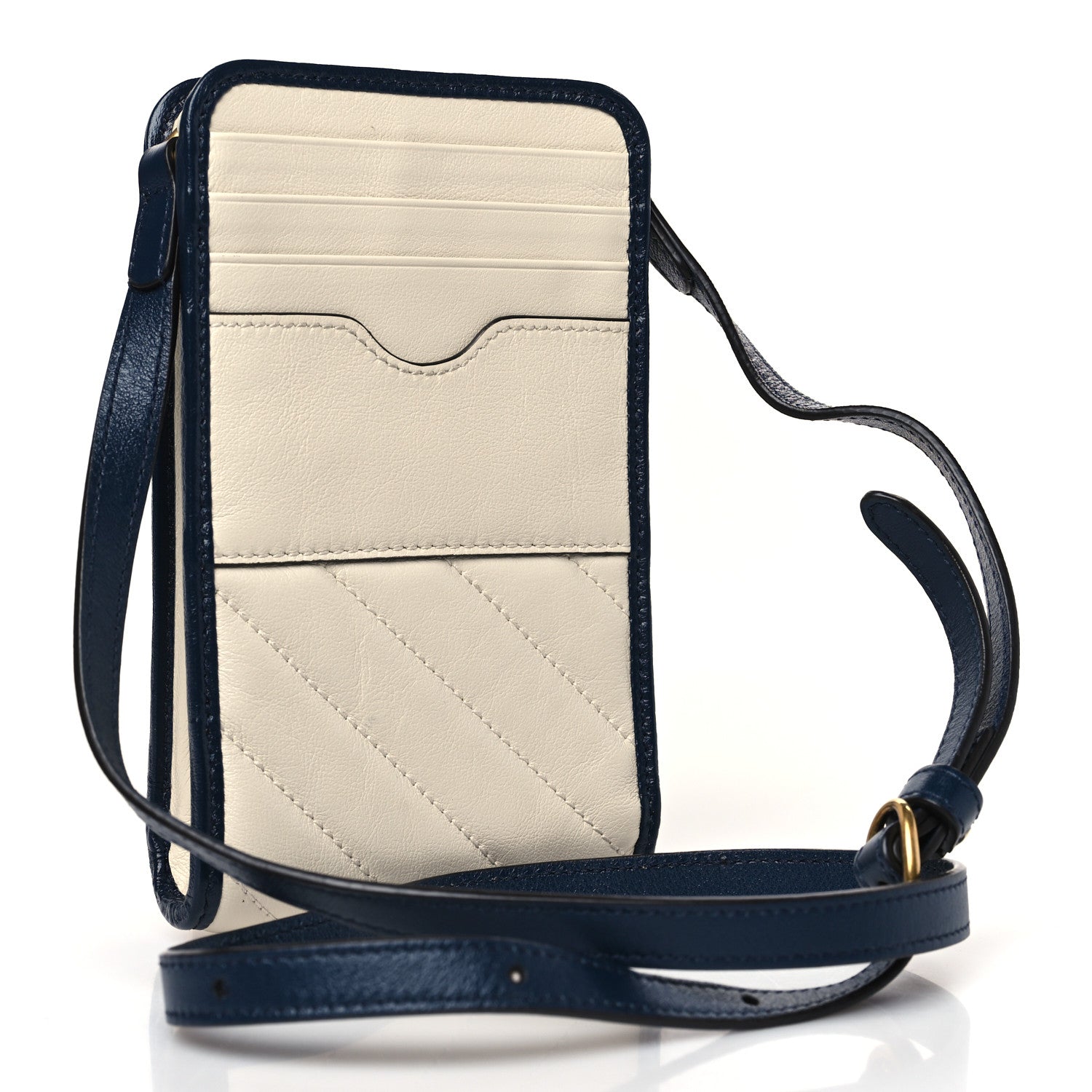Gucci Vintage Effect Calfskin Matelasse Diagonal Torchon GG Marmont Phone Crossbody Bag Mystic White Blue Agata 4 of 10
