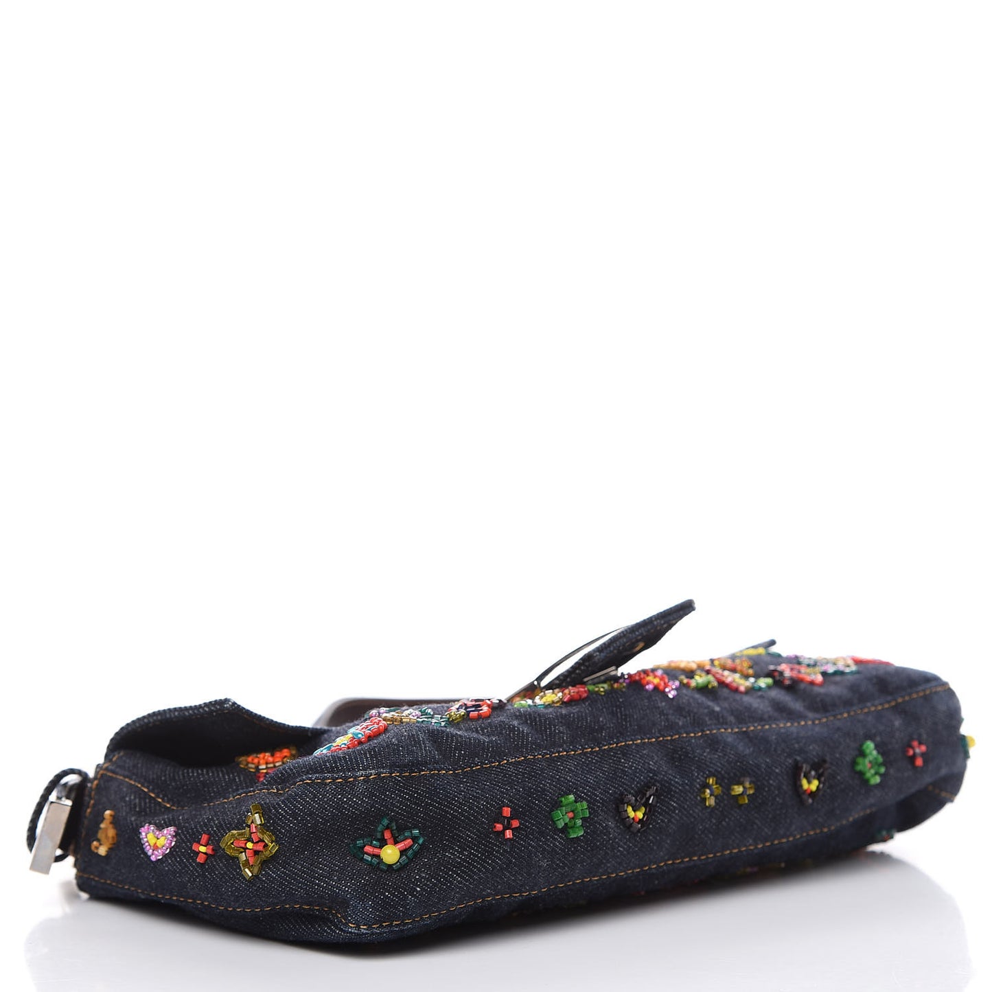 Denim Ricami Beaded Baguette Blue
