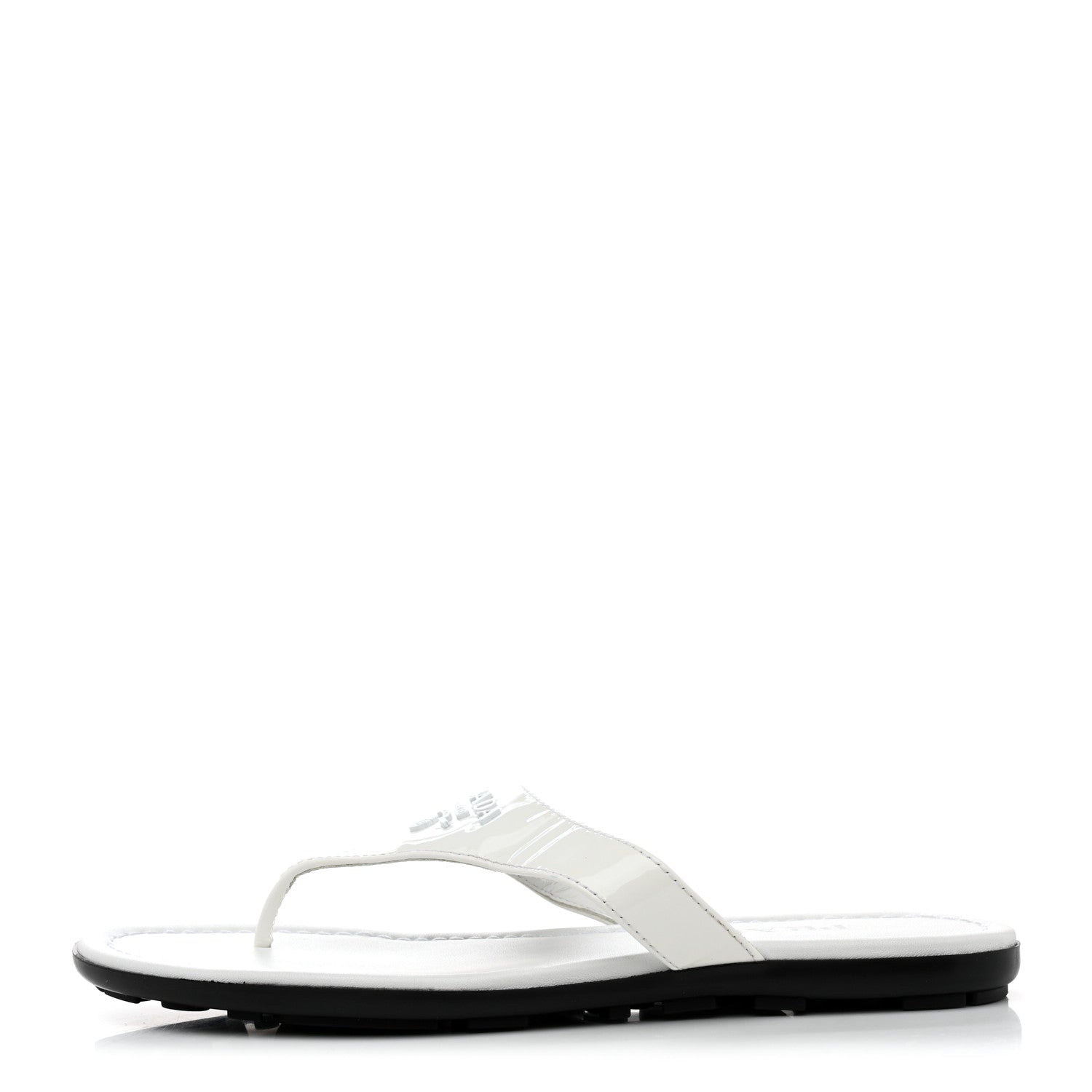 Prada Patent Calfskin Logo Thong Sandals 36.5 White 1 of 8