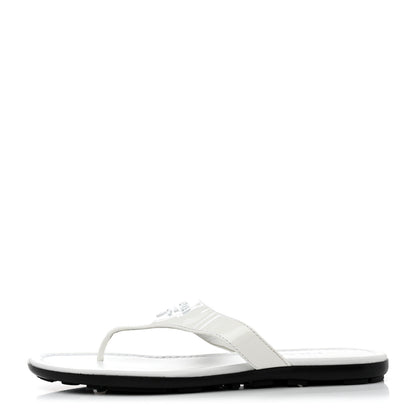 Prada Patent Calfskin Logo Thong Sandals 36.5 White 1 of 8