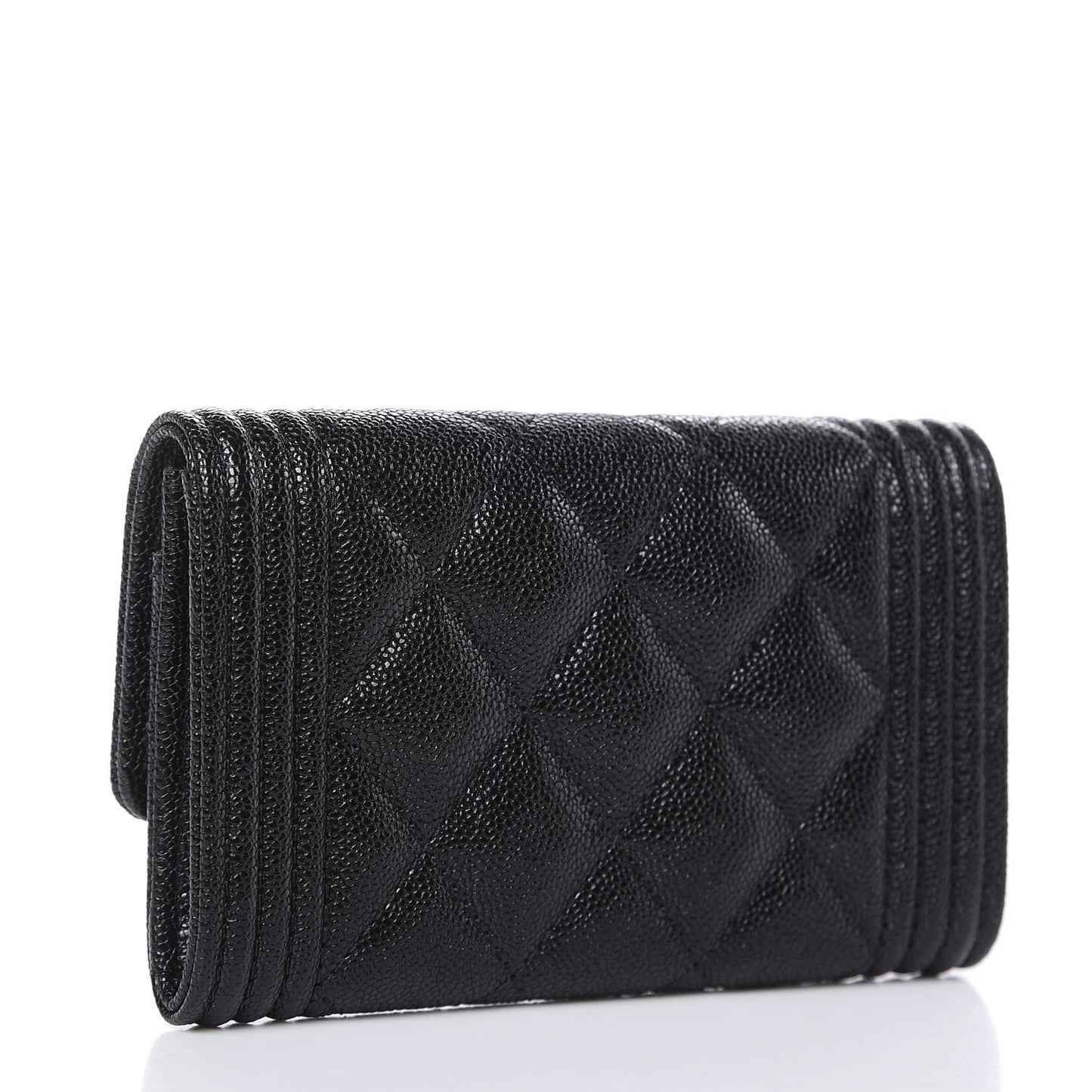 Caviar Quilted Boy Flap Card Holder Black