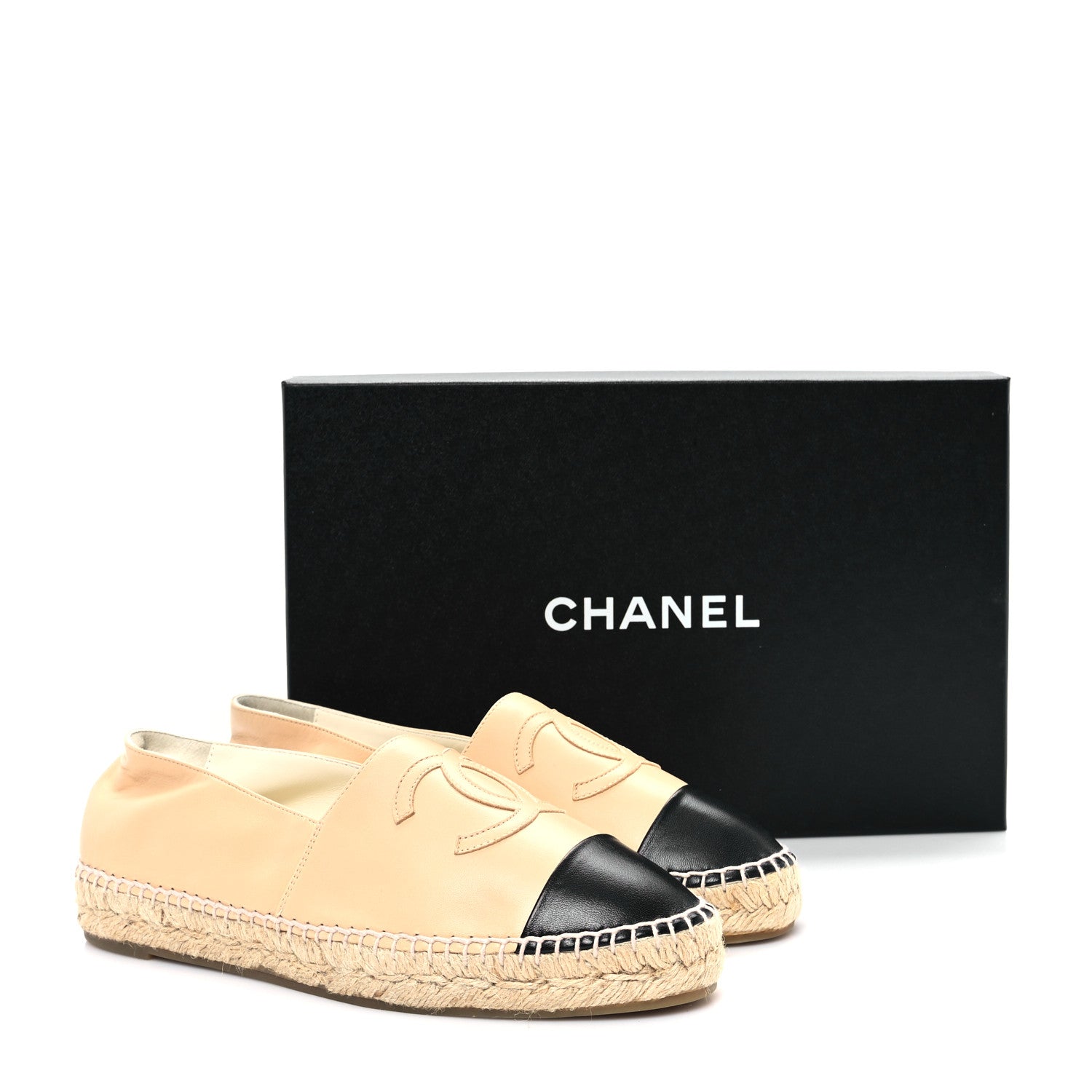 Chanel Lambskin CC Espadrilles 40 Beige Black 10 of 10