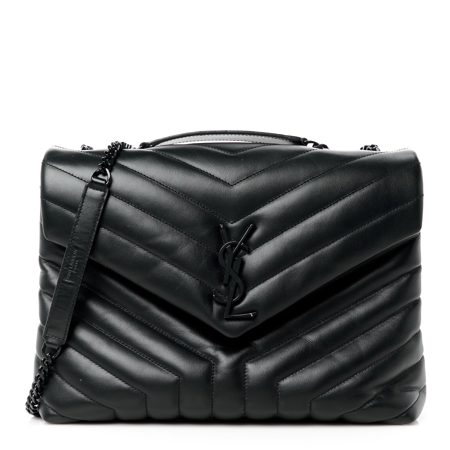 Saint Laurent Calfskin Y Quilted Monogram Monochrome Medium Loulou Chain Satchel Black 1 of 12