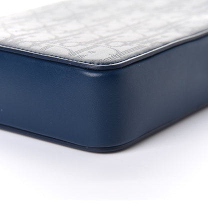 Christian Dior Calfskin Oblique Galaxy Perforated World Tour Messenger Pouch Blue White 9 of 10